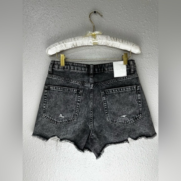 Zara High Rise Cut Off Denim Short Distressed Gray Size 4 US - Picture 6 of 9